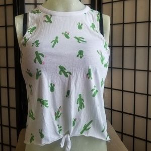 Cactus front tie cotton muscle tee nwot